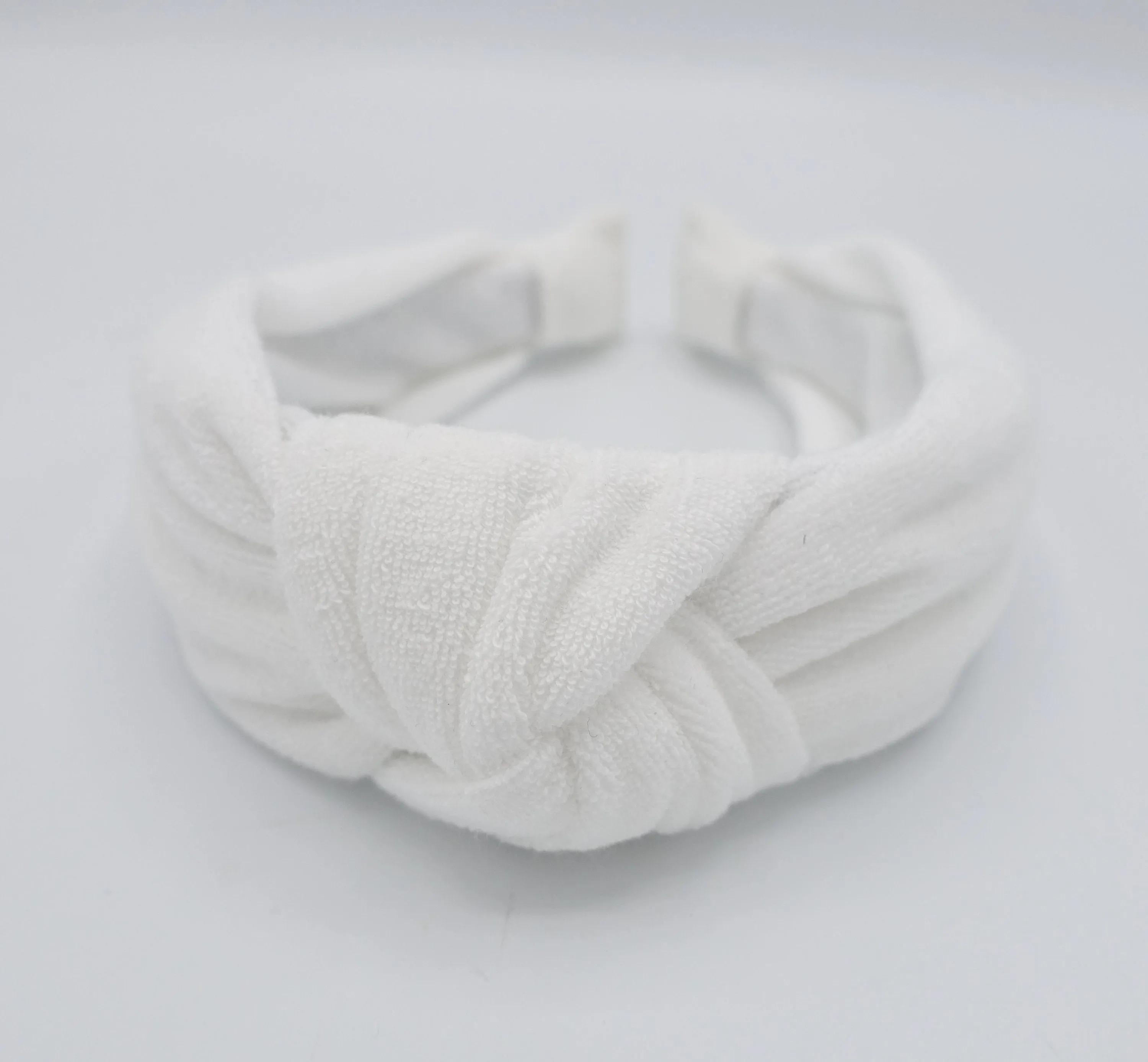 terry cloth top knot headband cozy fashion hairband for women