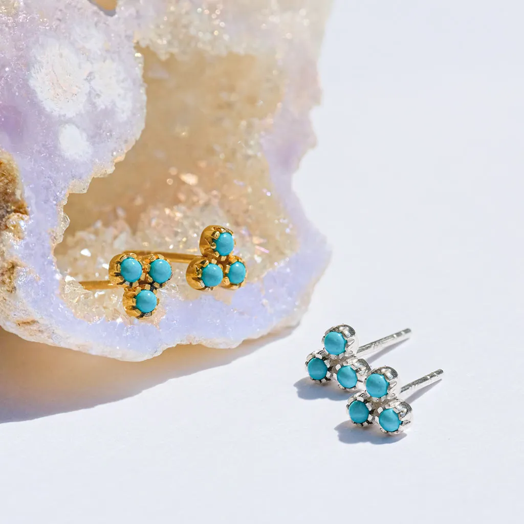 Threeni Stud Earrings - Gold Turquoise
