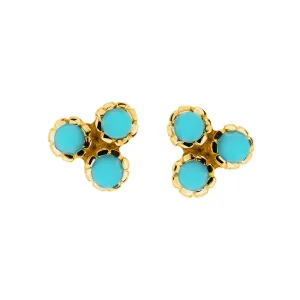 Threeni Stud Earrings - Gold Turquoise