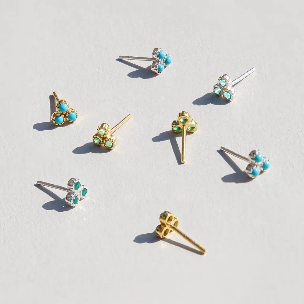Threeni Stud Earrings - Gold Turquoise