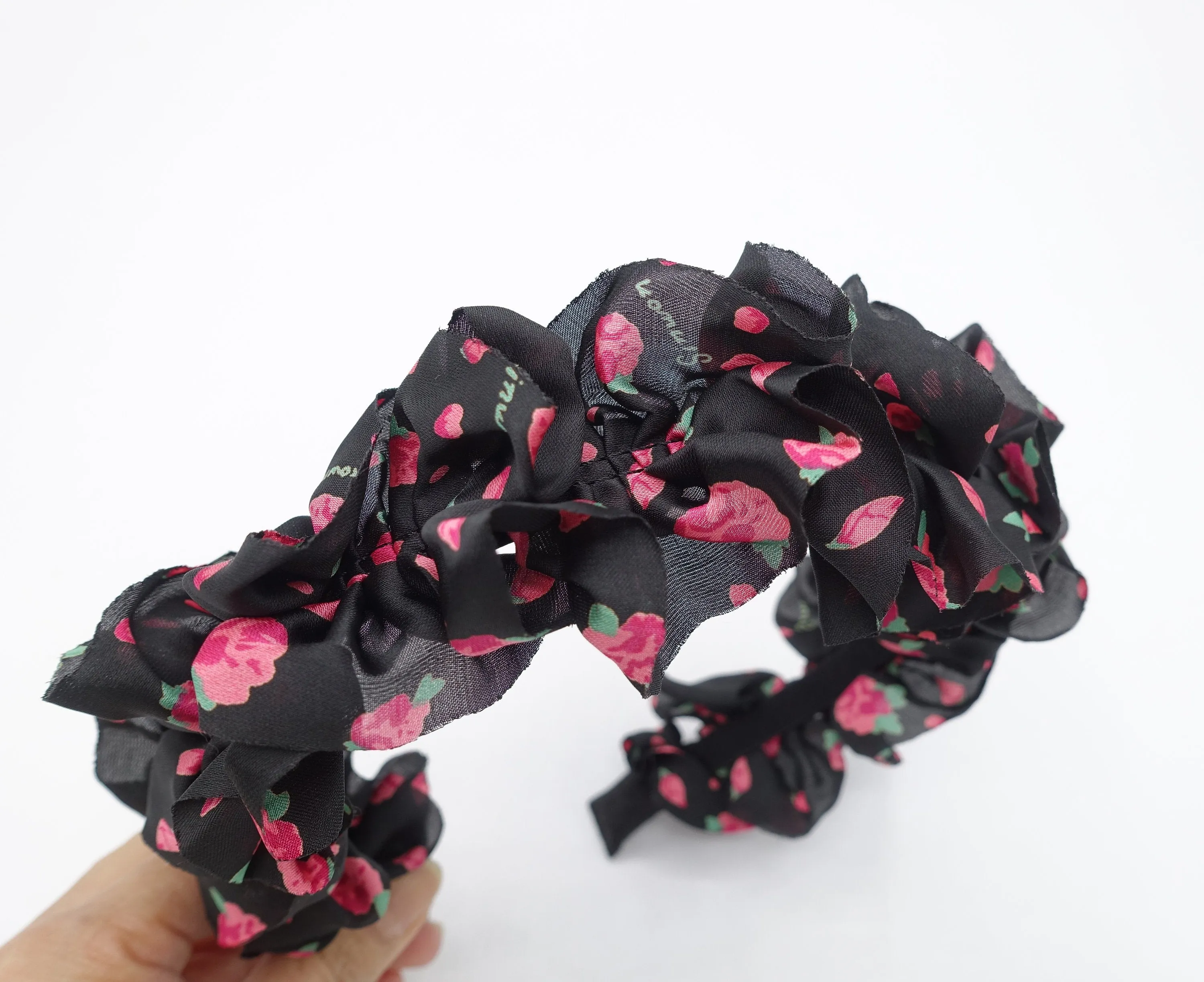tiny floral ruffle wave headband