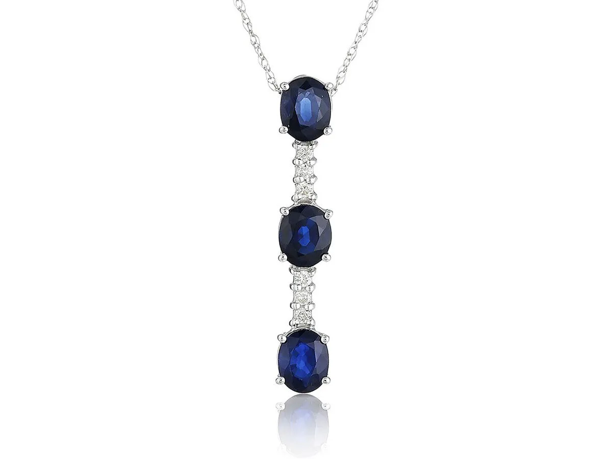 Triple Sapphire & Diamond Necklace