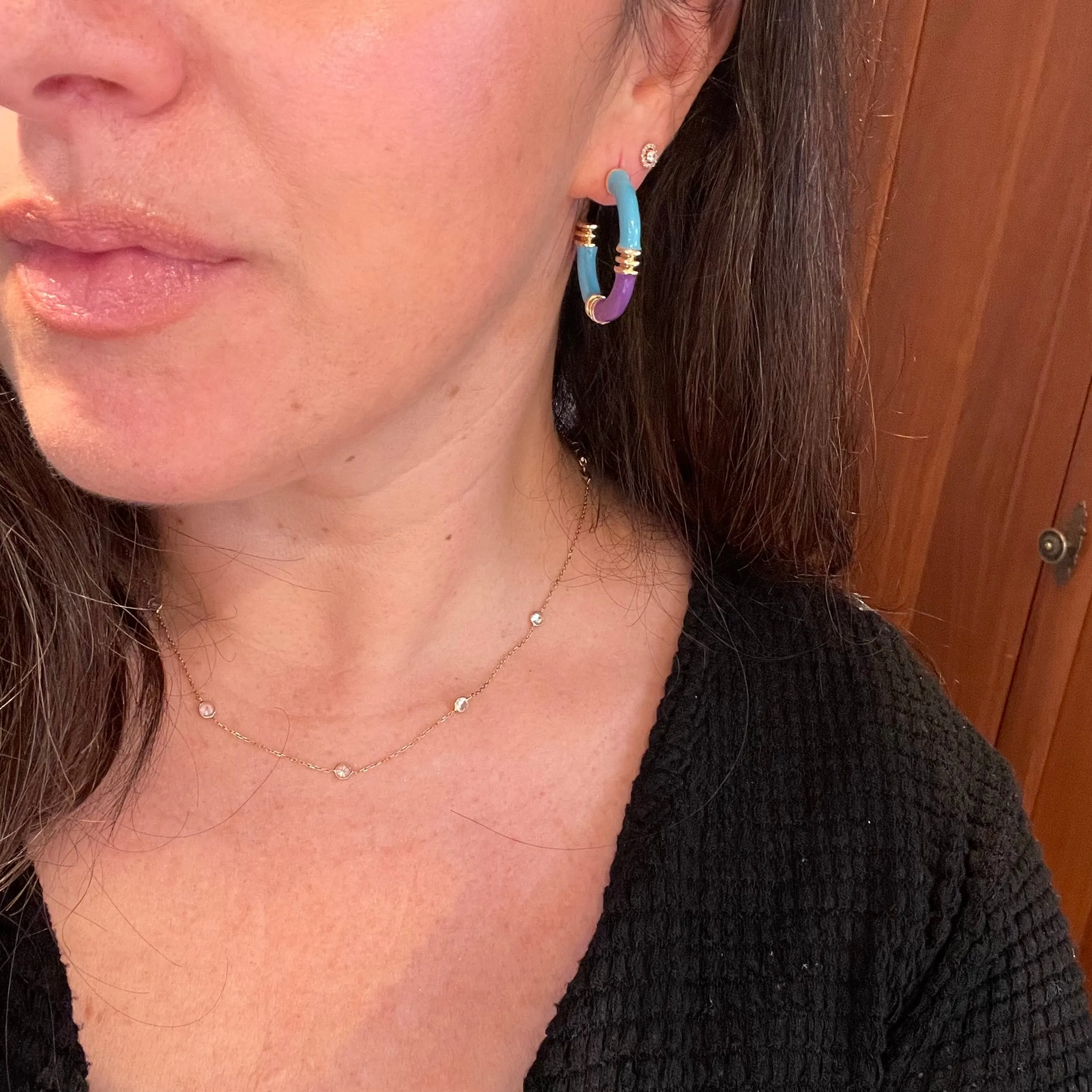 Turquoise & Violet Enamel Earrings