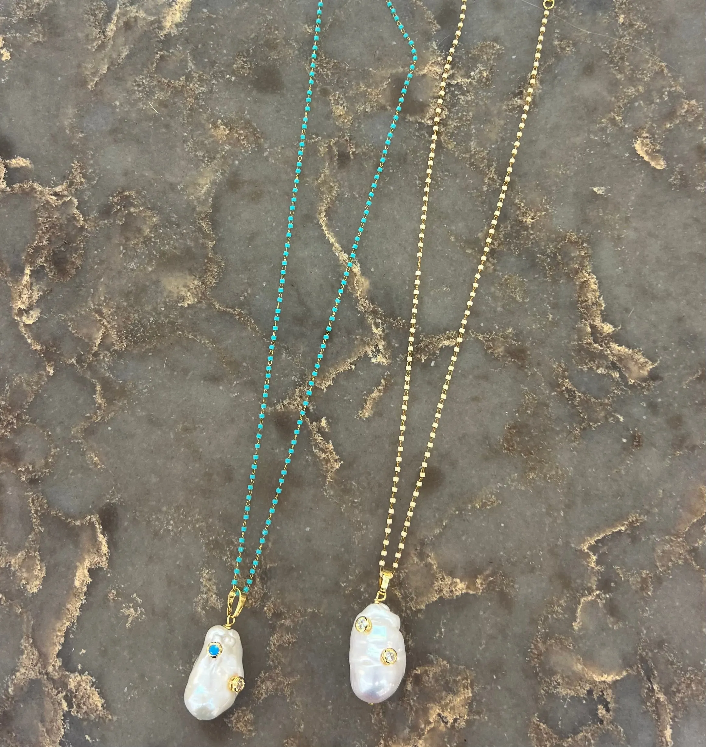 Turquoise Beaded Freshwater Pearl Necklace