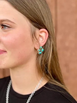Turquoise Cluster Sterling Silver Navajo Earrings
