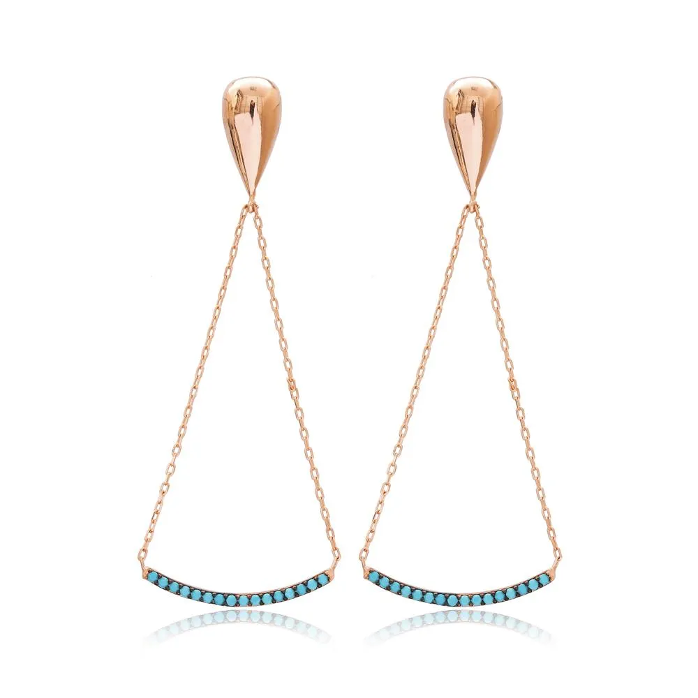 Turquoise Drop Earrings - Sterling Silver