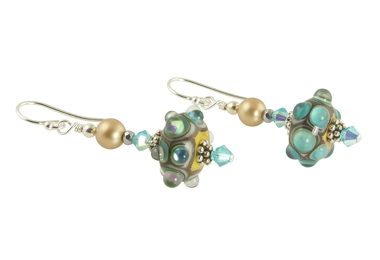 Turquoise Jewels Lampwork Bead Earrings