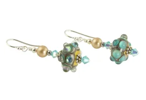Turquoise Jewels Lampwork Bead Earrings