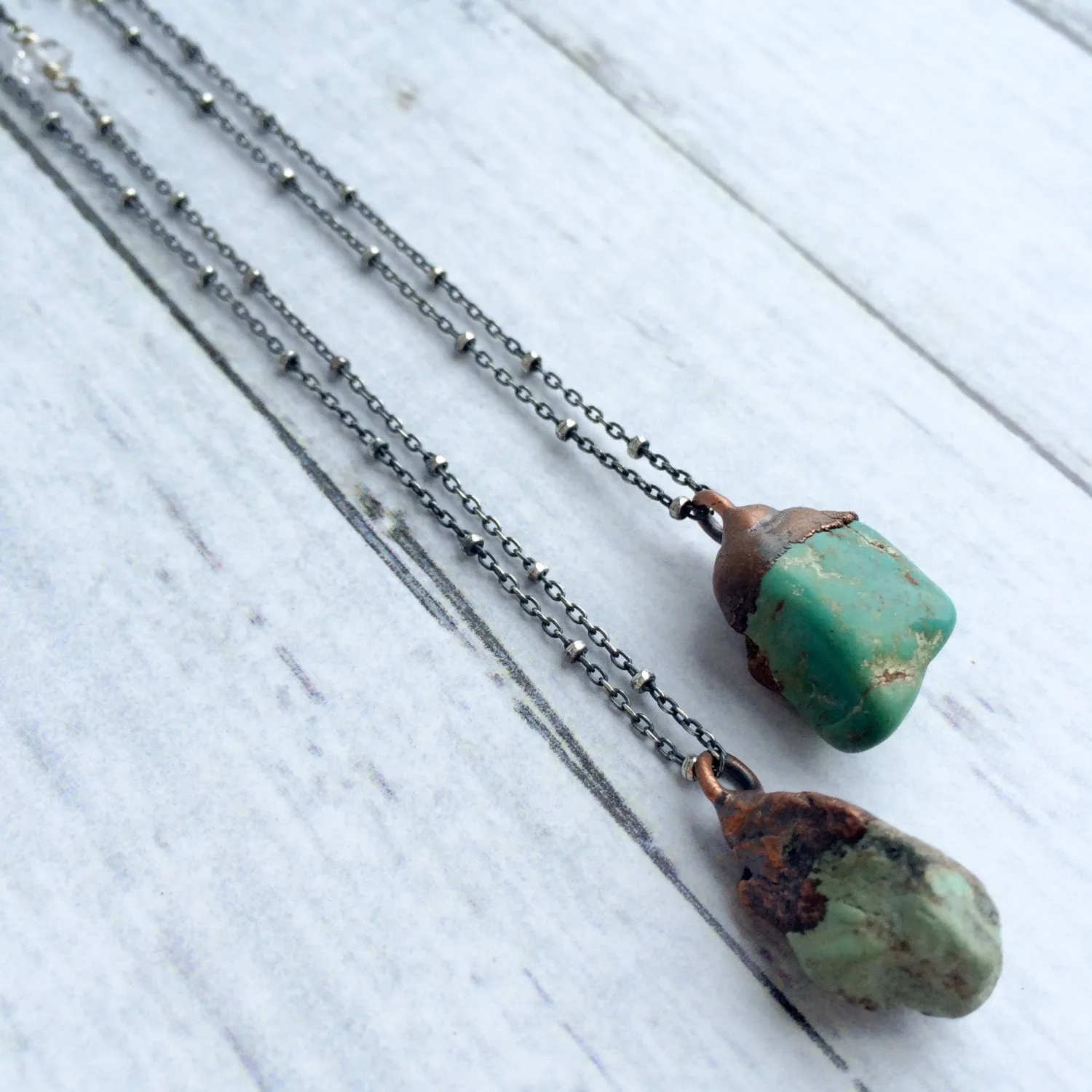 Turquoise nugget necklace | Raw turquoise jewelry