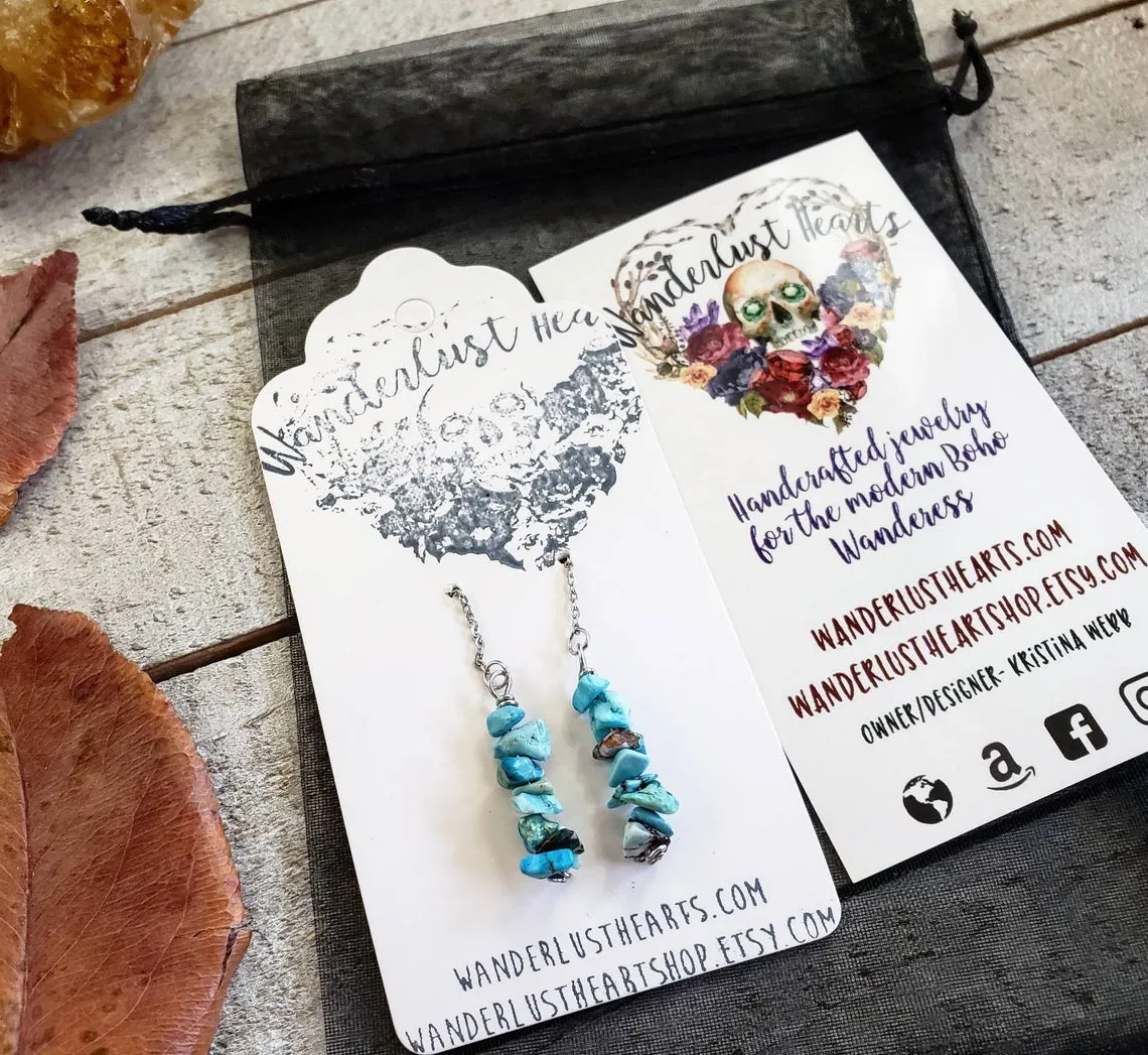 Turquoise stone threader earrings