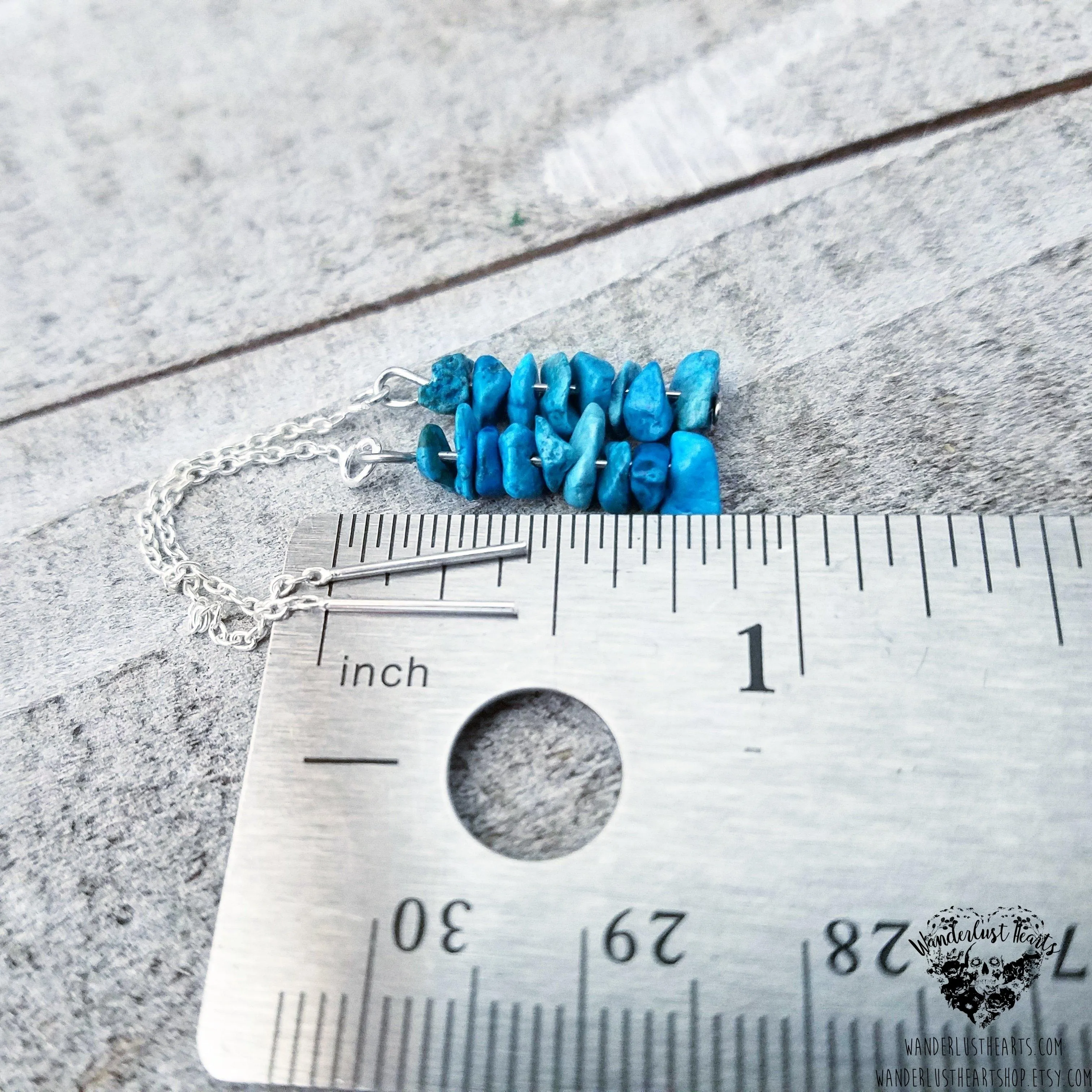 Turquoise stone threader earrings