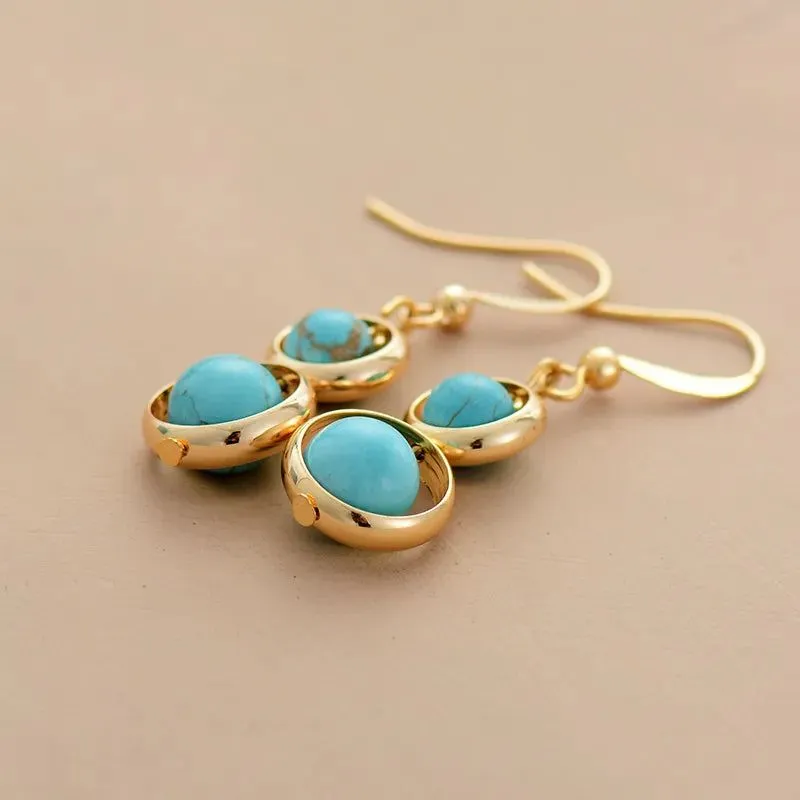 Turquoises Gold Hoop Earnings Collection