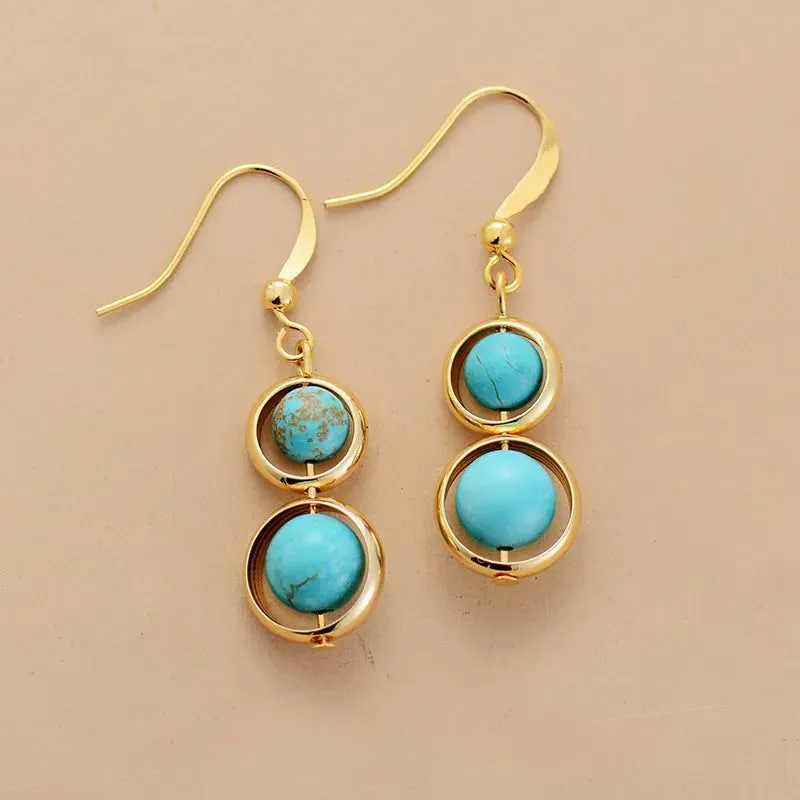 Turquoises Gold Hoop Earnings Collection