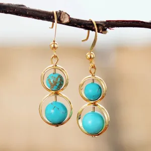 Turquoises Gold Hoop Earnings Collection