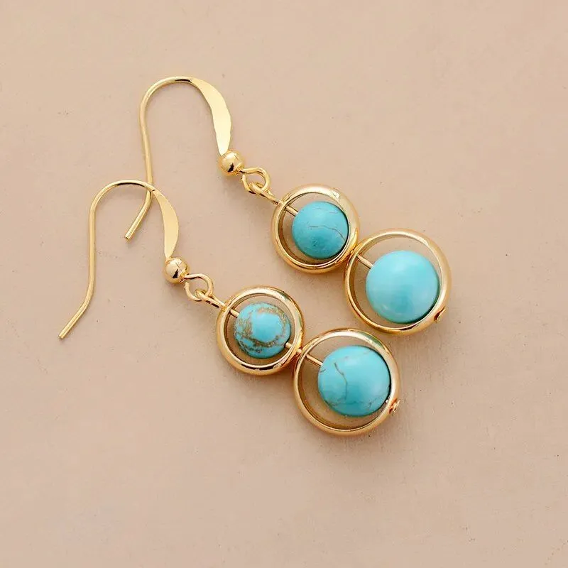 Turquoises Gold Hoop Earnings Collection