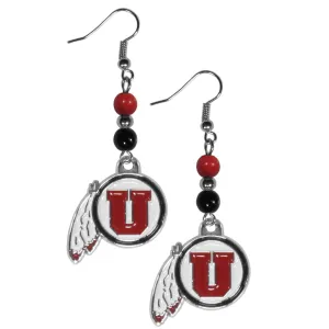 Utah Utes Fan Bead Dangle Earrings