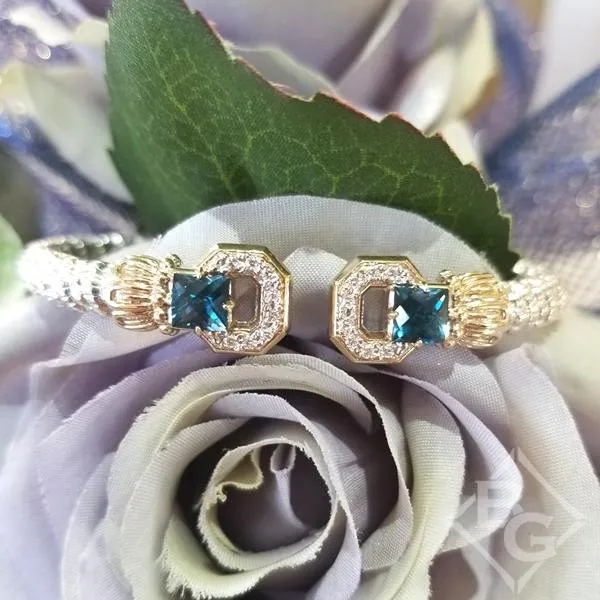 Vahan Sterling Silver & 14K Yellow Gold London Blue Topaz & Diamond Bracelet