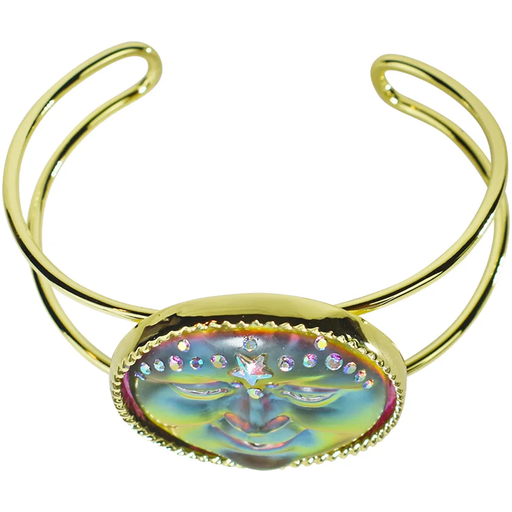 Venus Mystic Seaview Moon 35mm Cuff Bracelet (Goldtone/Mystic Iridis)