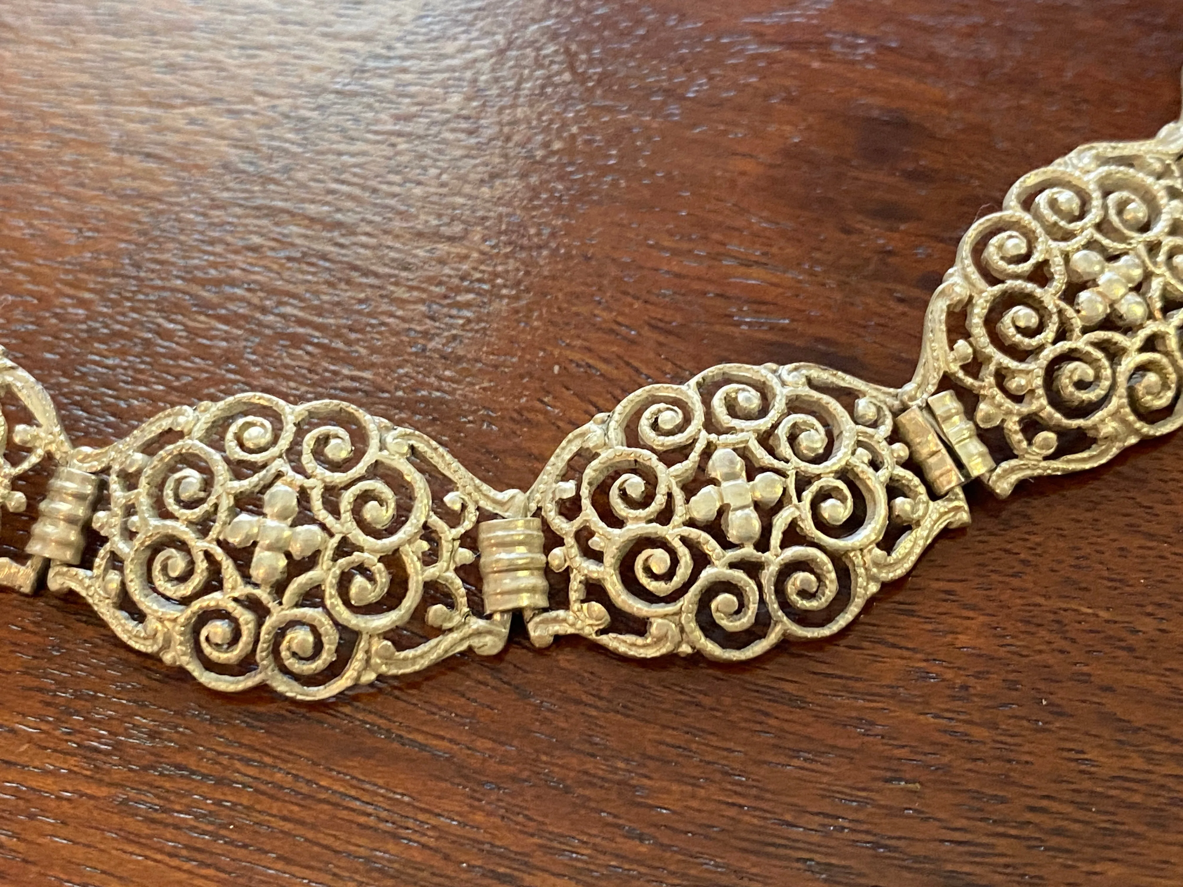 Vintage Filigree Silver Tone Panel Bracelet