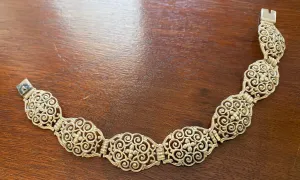 Vintage Filigree Silver Tone Panel Bracelet