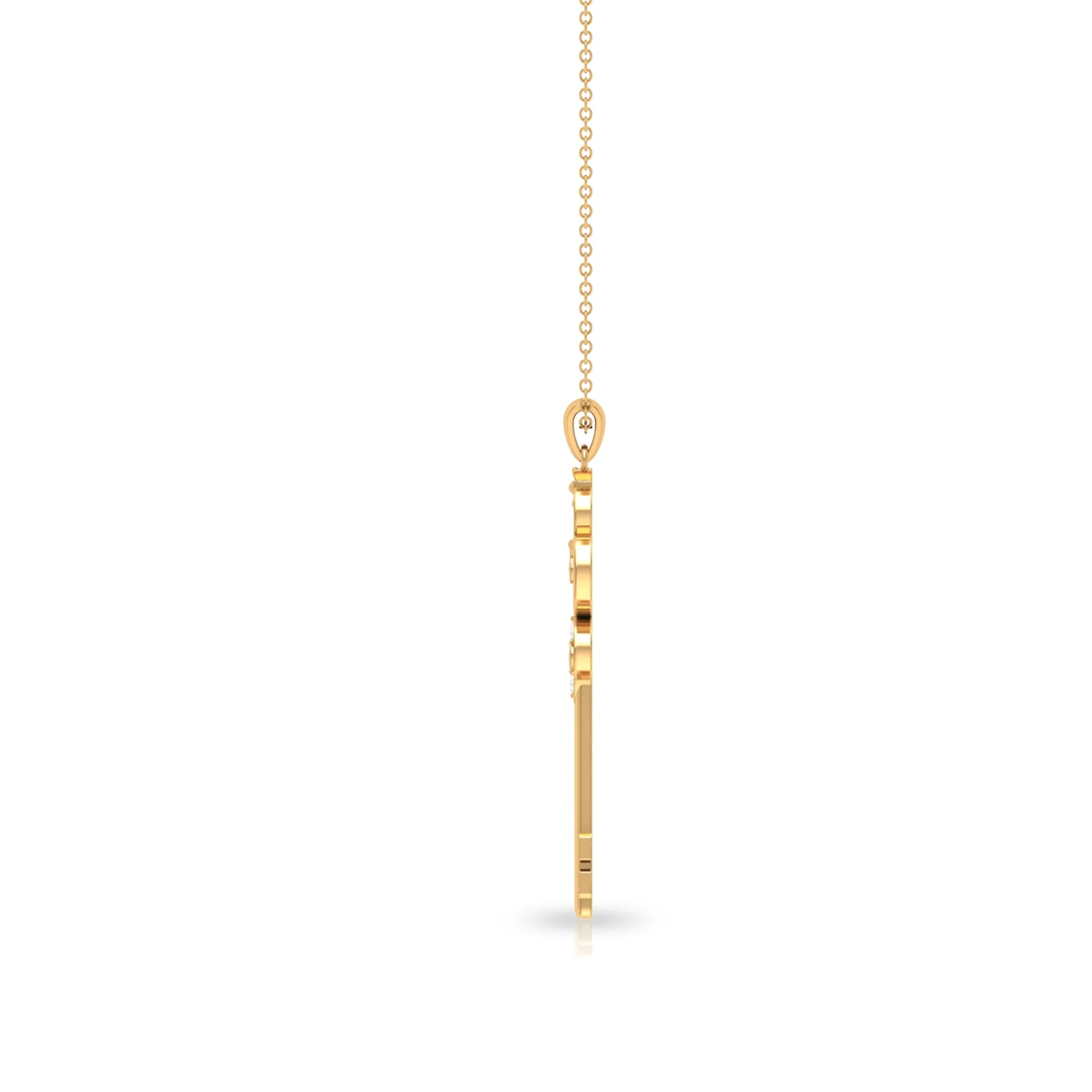 Vintage Inspired Cubic Zirconia Key Pendant Necklace