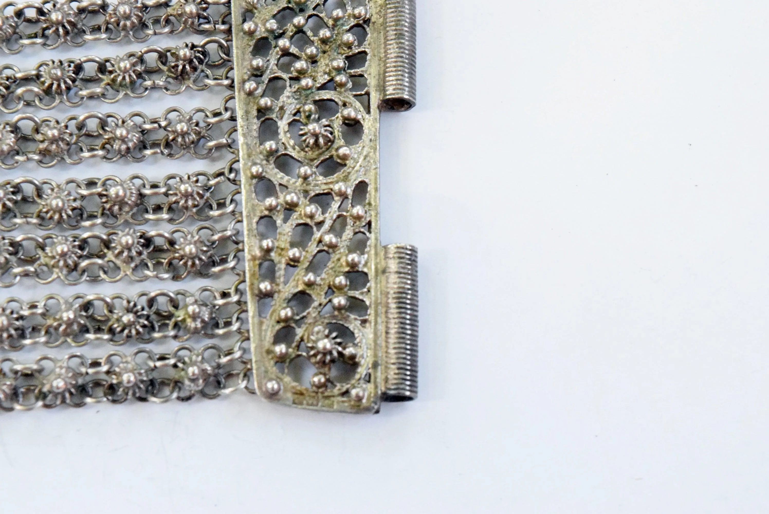 Vintage Ottoman Style Silver Filigree Egyptian Link Bracelet from the 1930- 31