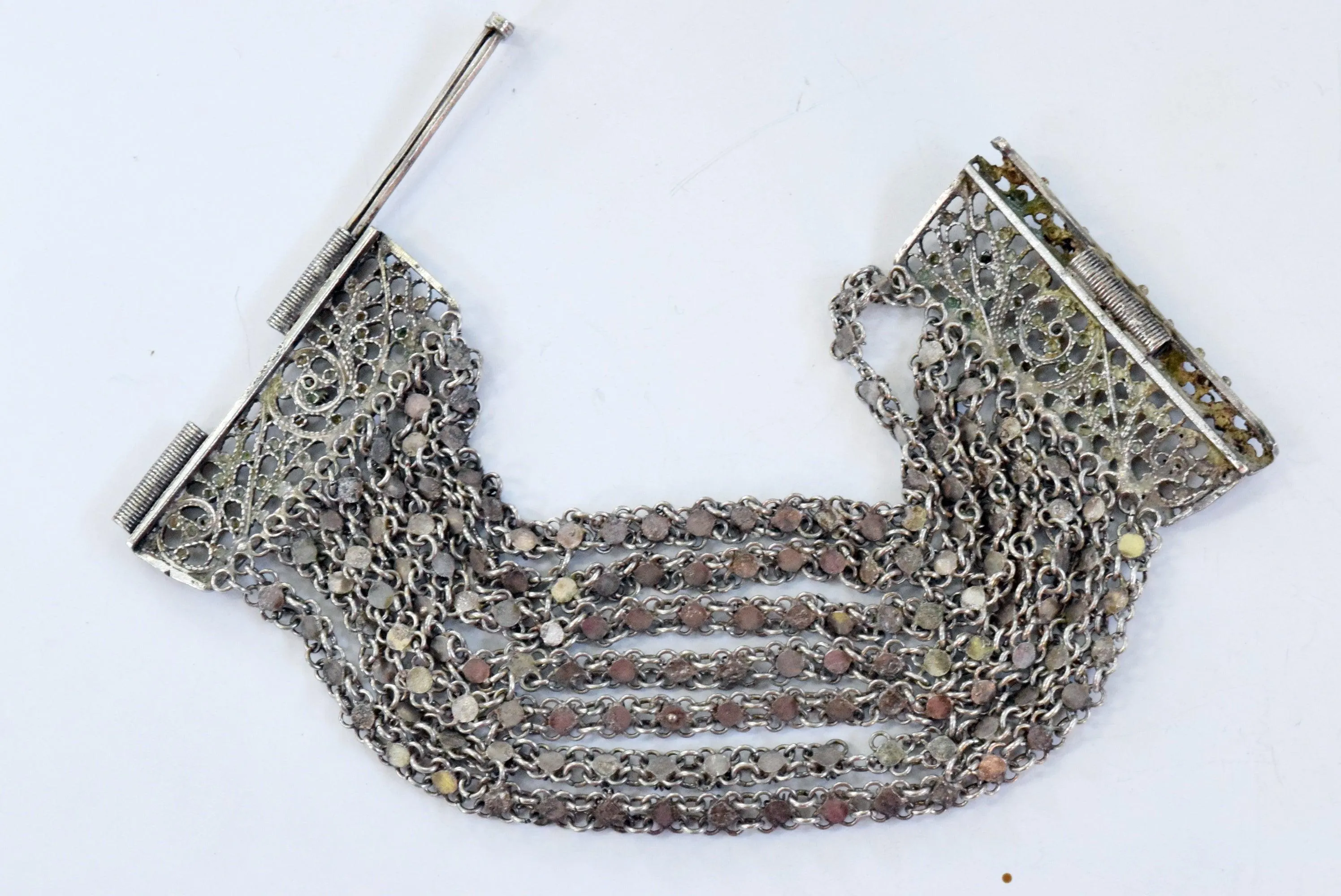 Vintage Ottoman Style Silver Filigree Egyptian Link Bracelet from the 1930- 31