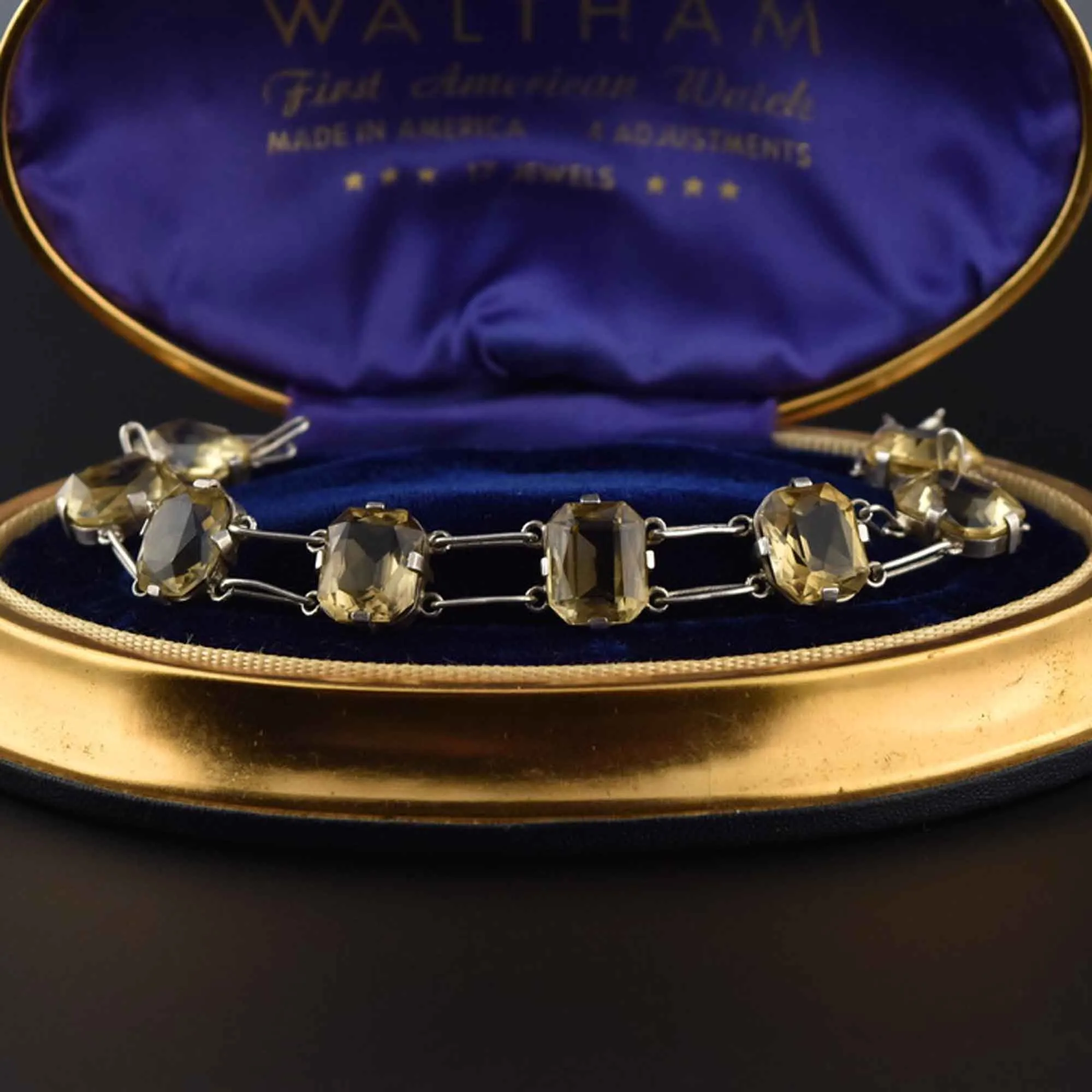 Vintage Sterling Silver Citrine Statement Bracelet