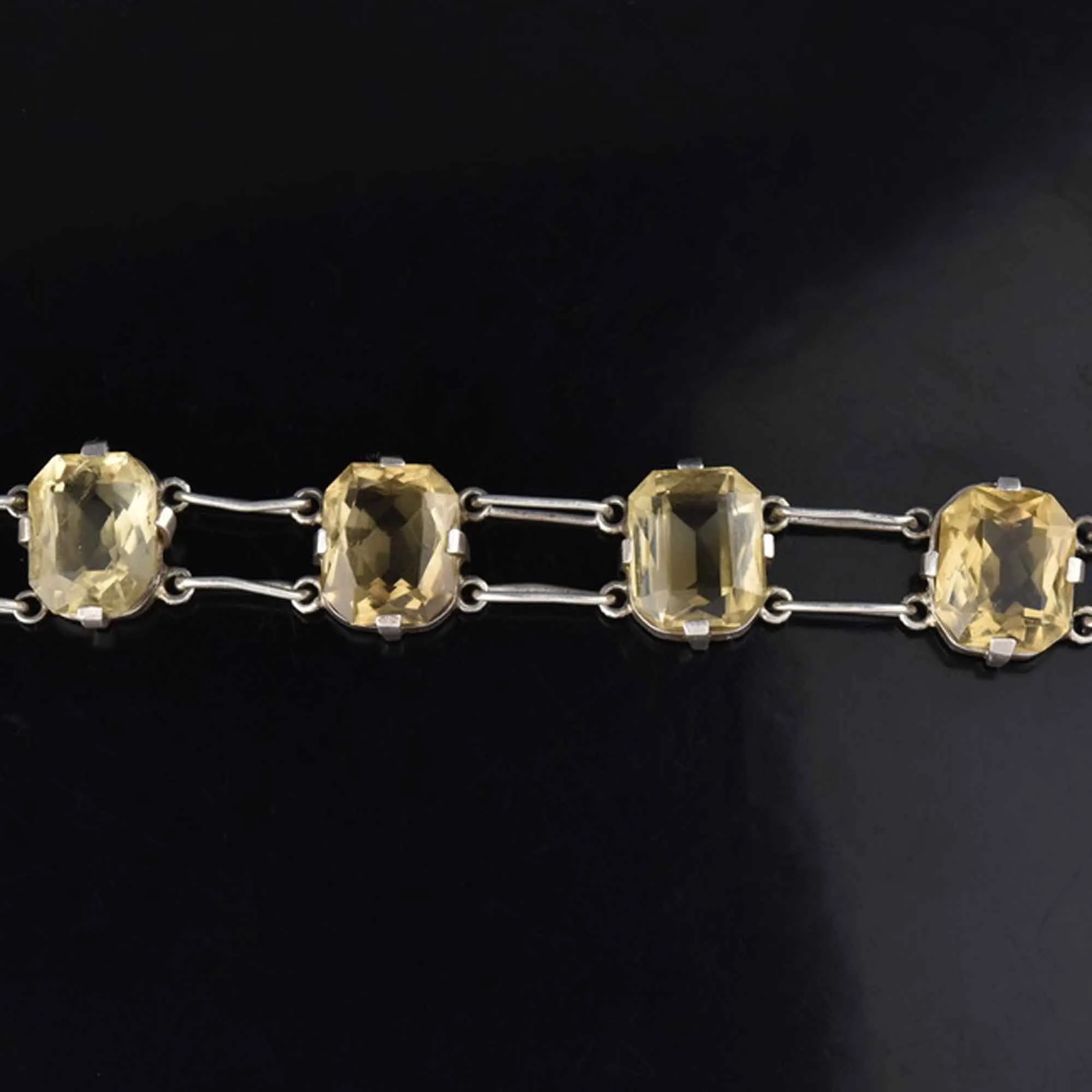 Vintage Sterling Silver Citrine Statement Bracelet