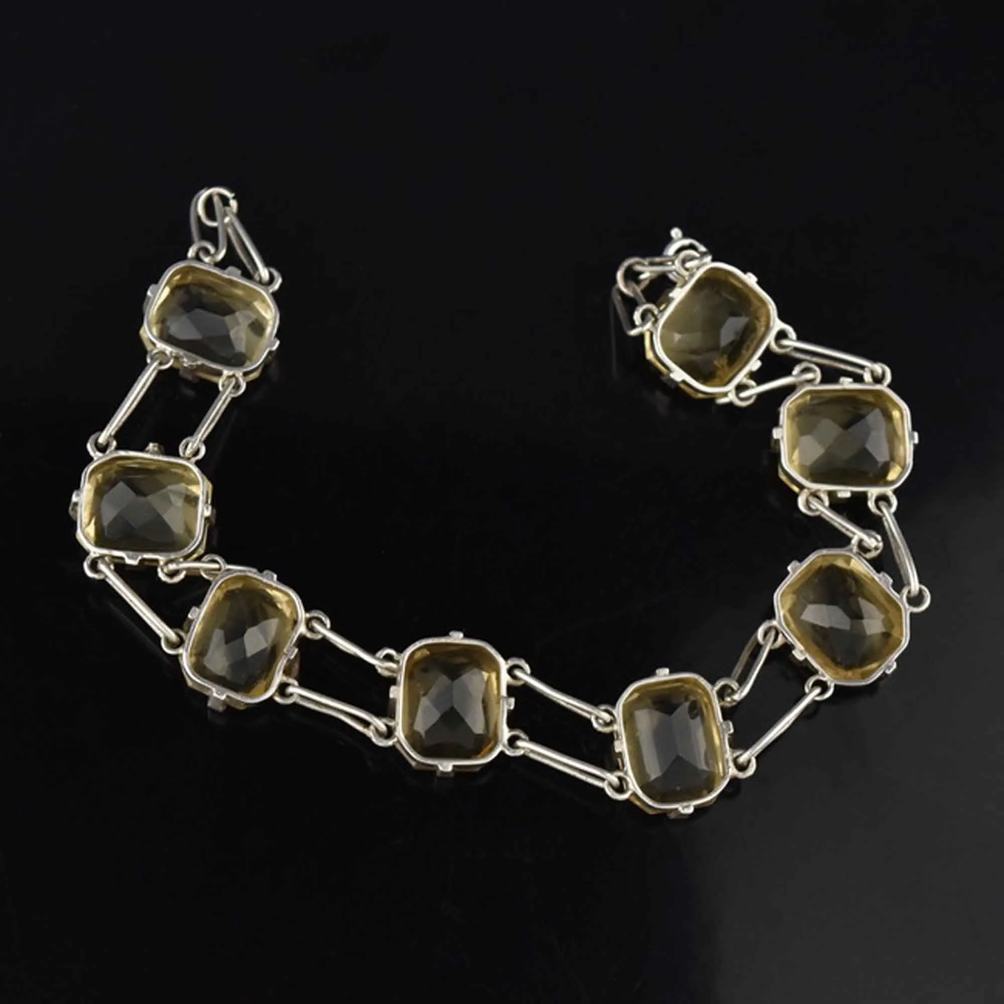 Vintage Sterling Silver Citrine Statement Bracelet