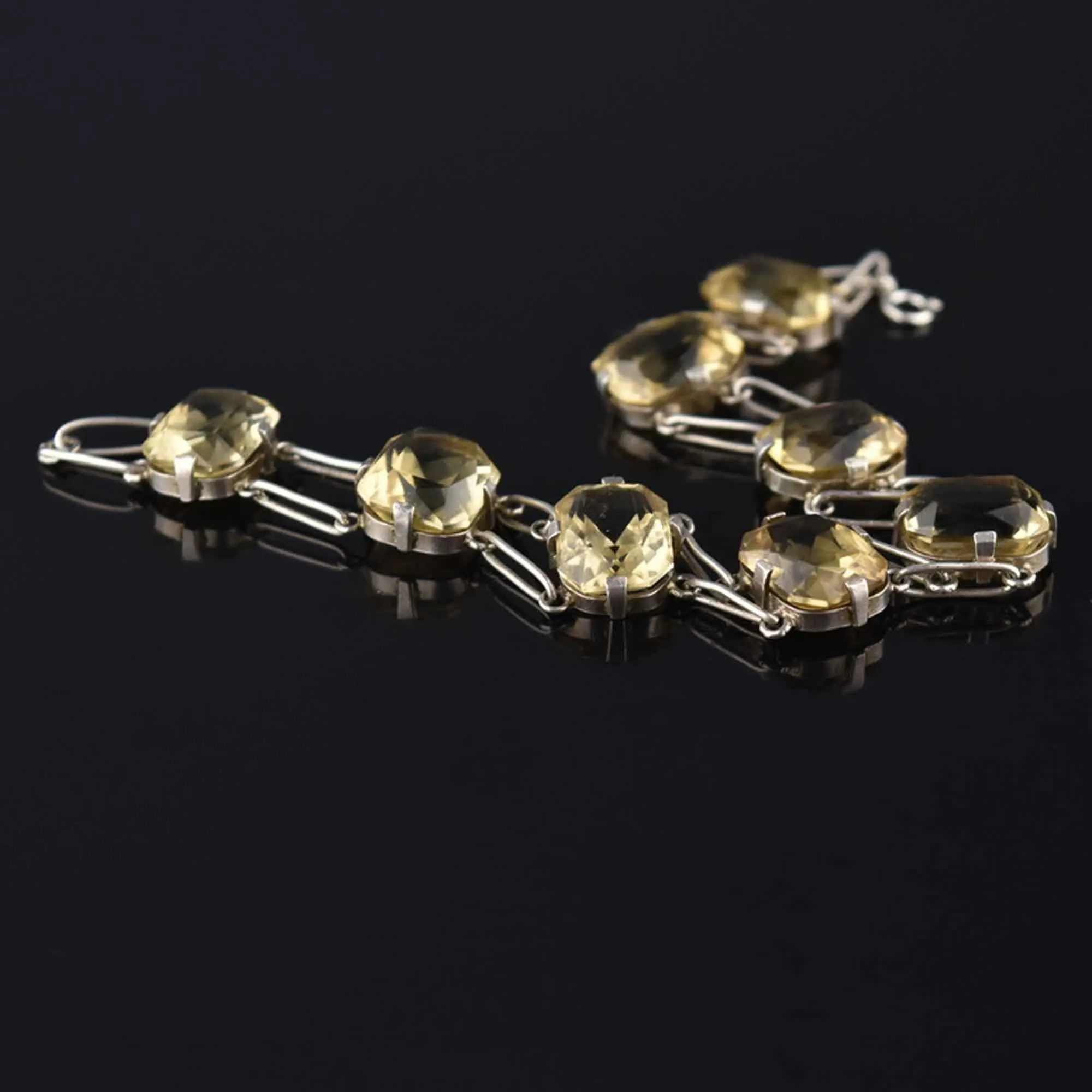 Vintage Sterling Silver Citrine Statement Bracelet