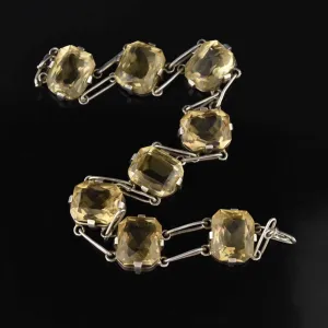 Vintage Sterling Silver Citrine Statement Bracelet