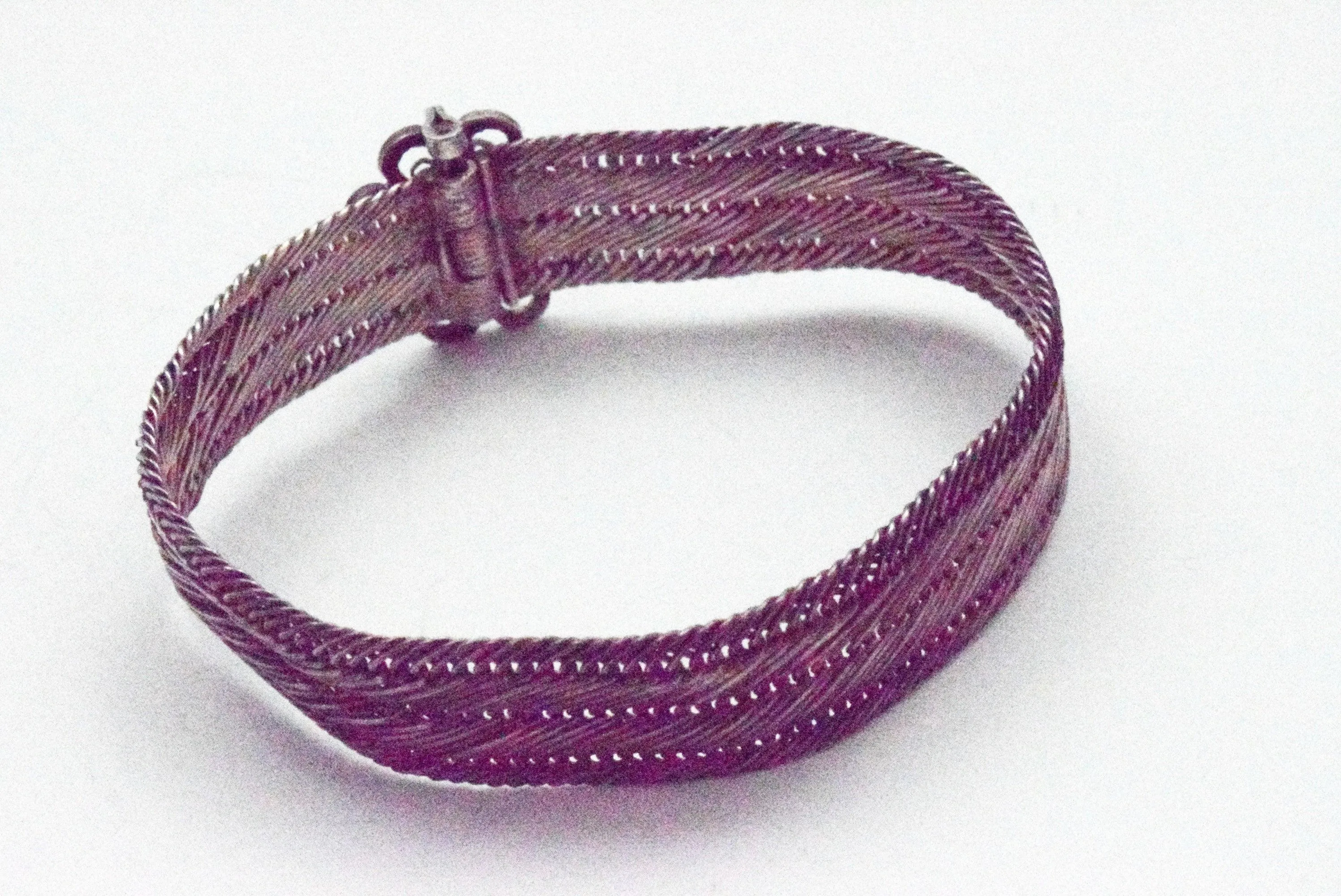 Vintage Trabzon Thin Hand Woven Silver Bracelet from Turkey