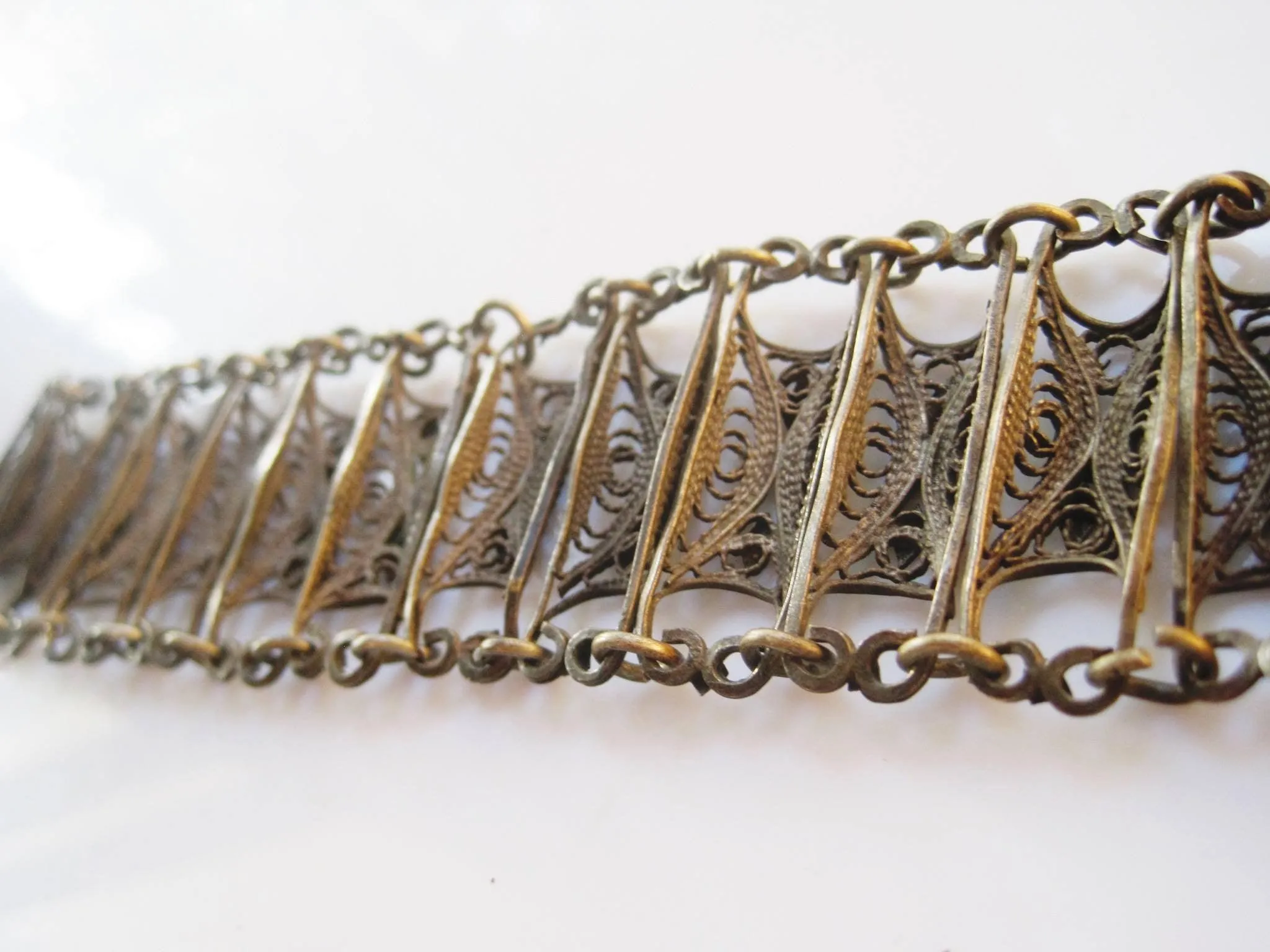 Vintage Turkish or Balkan Filigree Bracelet from the Late Ottoman Era