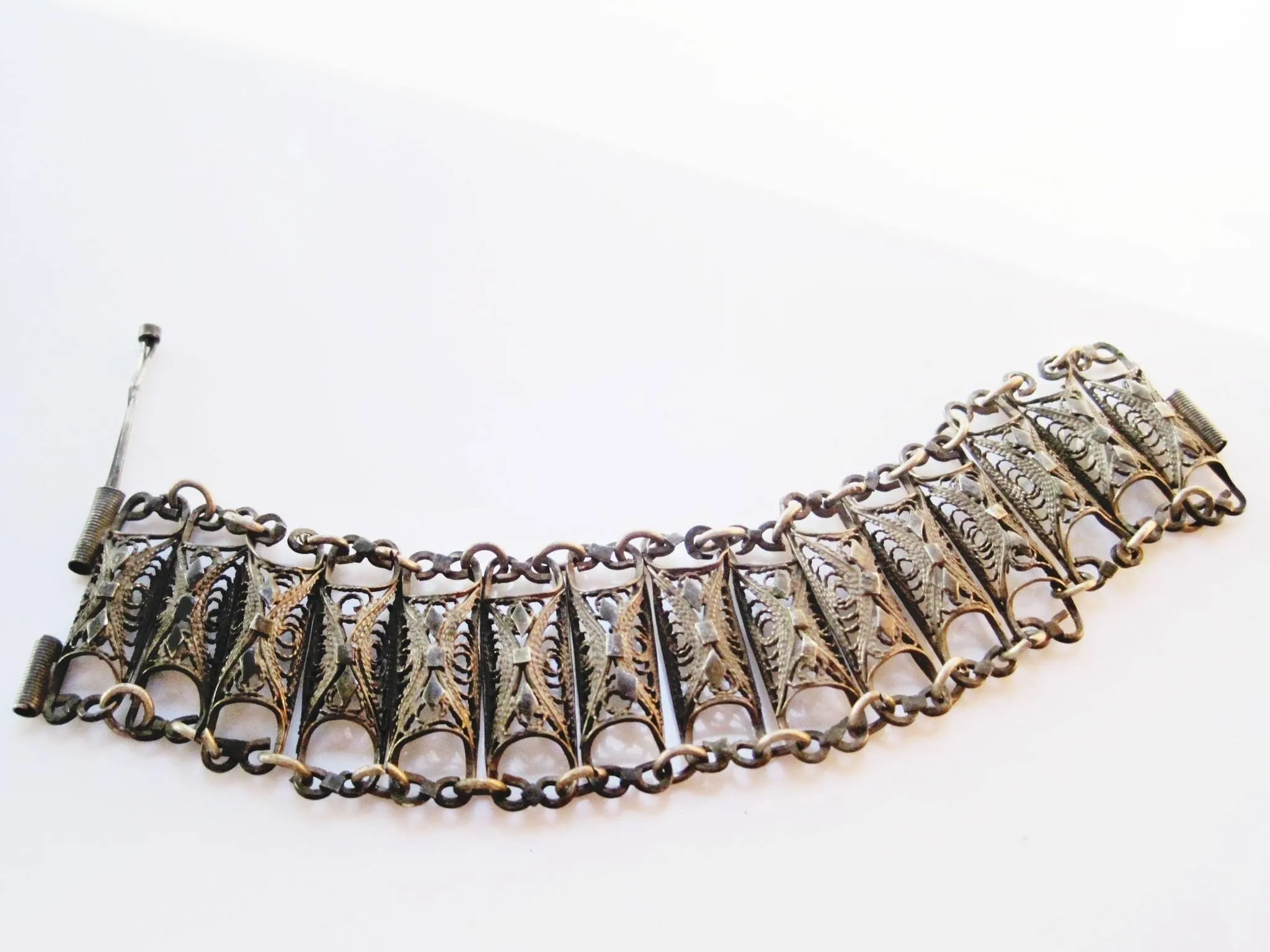 Vintage Turkish or Balkan Filigree Bracelet from the Late Ottoman Era
