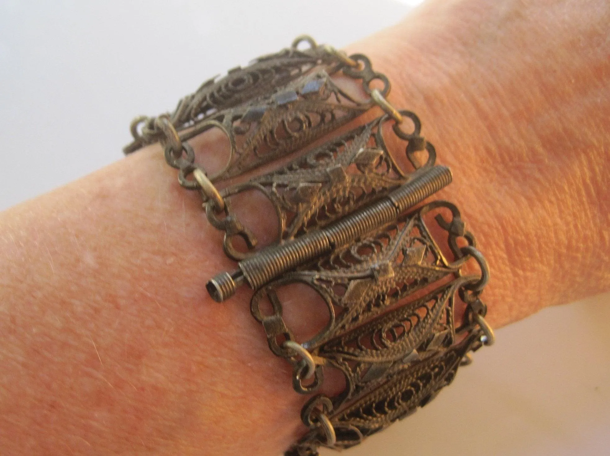Vintage Turkish or Balkan Filigree Bracelet from the Late Ottoman Era