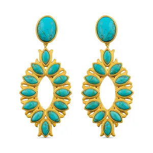 Water Lily Drop Earrings - Turquoise