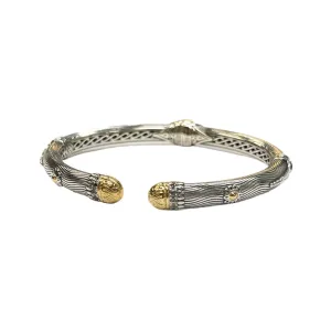 White Sapphire Mixed Metal Hinge Bracelet