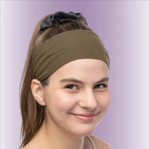 Women's Headbands Cotton Jersey 3" Wide Yoga Fitness Fashion Made in the USA Mocha
