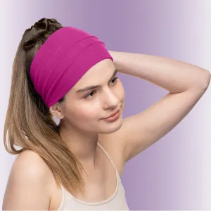 Women's Headbands Cotton Jersey 5" Wide Yoga Fitness Fashion Made in the USA Fuchsia