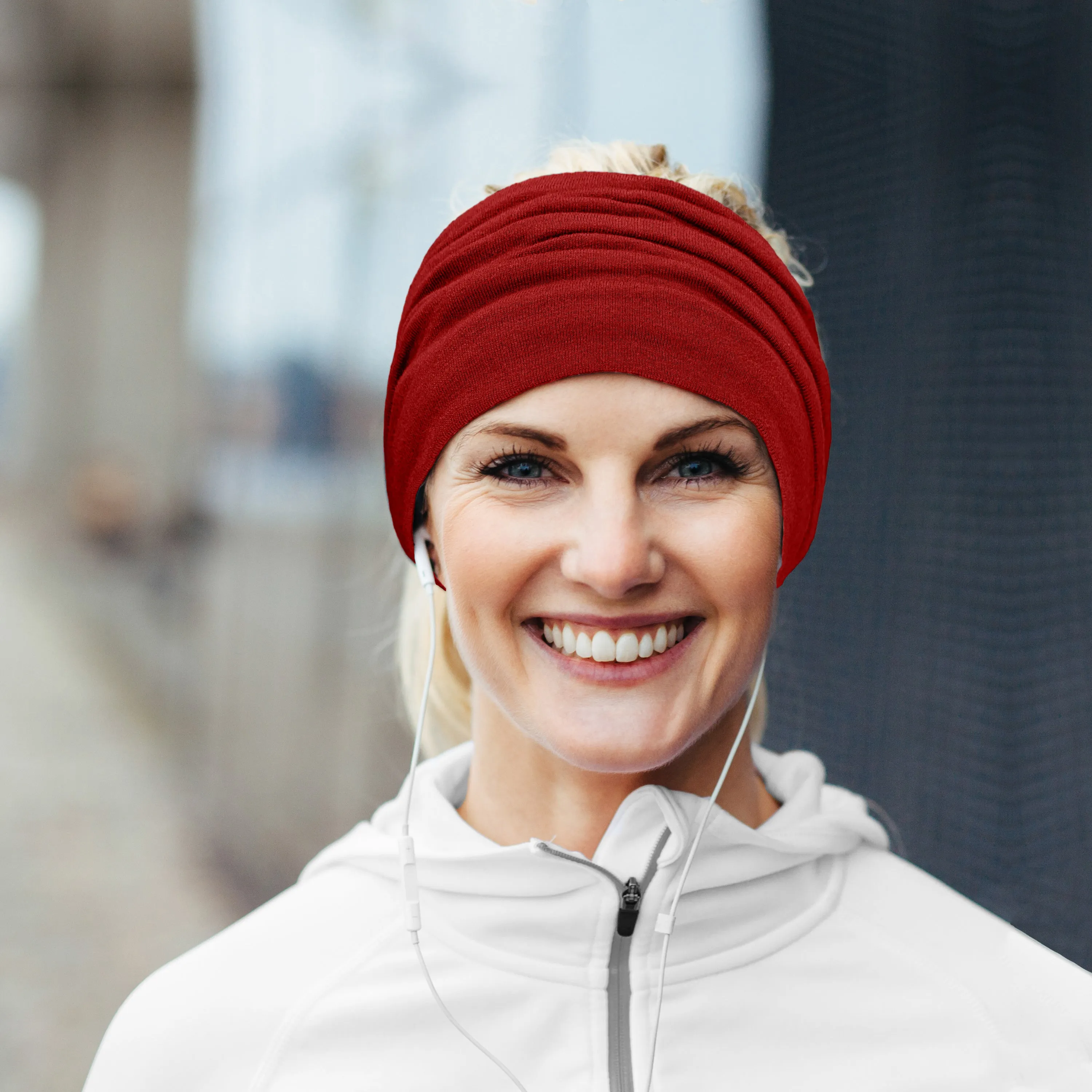 Women's Headbands Cotton Jersey 5" Wide Yoga Fitness Fashion Made in the USA Ivory