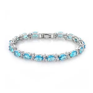 Yellow Chimes Bracelet for Women and Girls Turquoise Blue Crystal Bracelets for Women | Silver Toned Oval Shaped Crystal Bracelet for Girls | Birthday Gift For girls and women Anniversary Gift for Wife