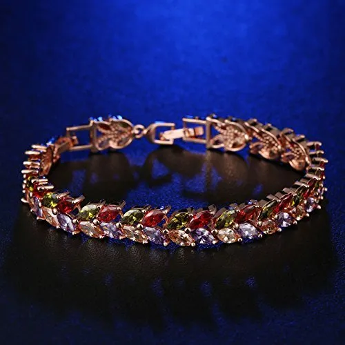 Yellow Chimes Queen Tiara Swiss Cubic Zircon Rose Gold Plated Bracelet for Women and Girls