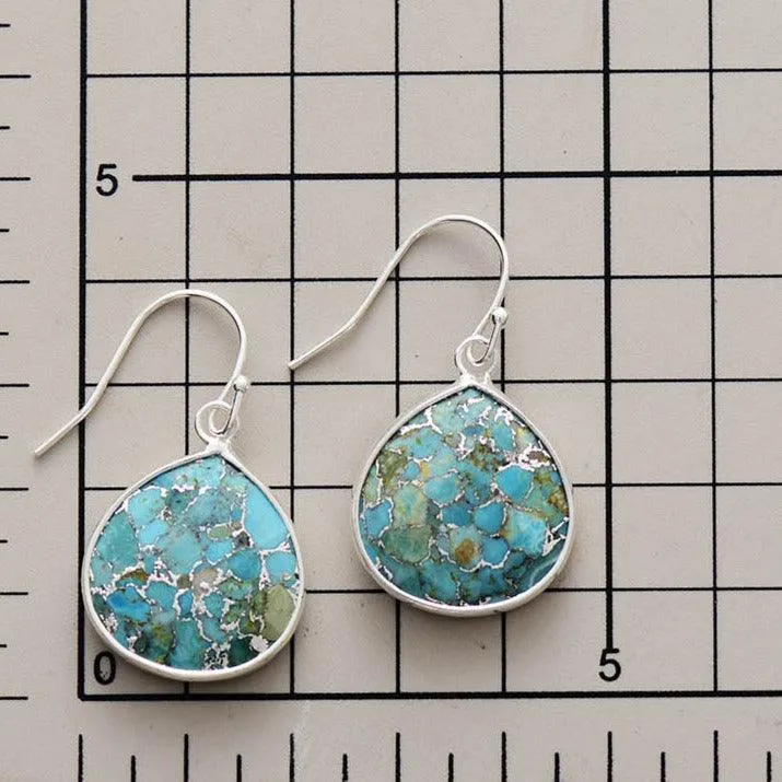 Yibirmanha Turquoise Silver Drop Earrings