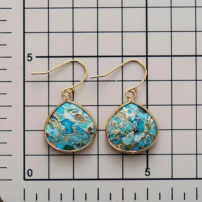 Yibirmanha Turquoise Silver Drop Earrings
