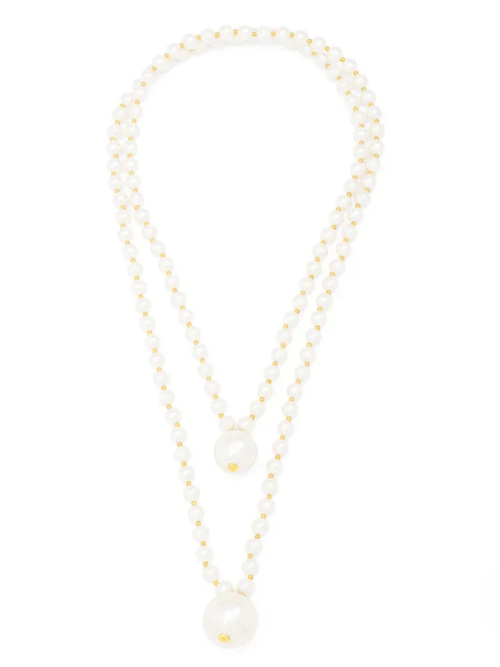 Zenzii N2876 Double Pearl Long Necklace Jewelry