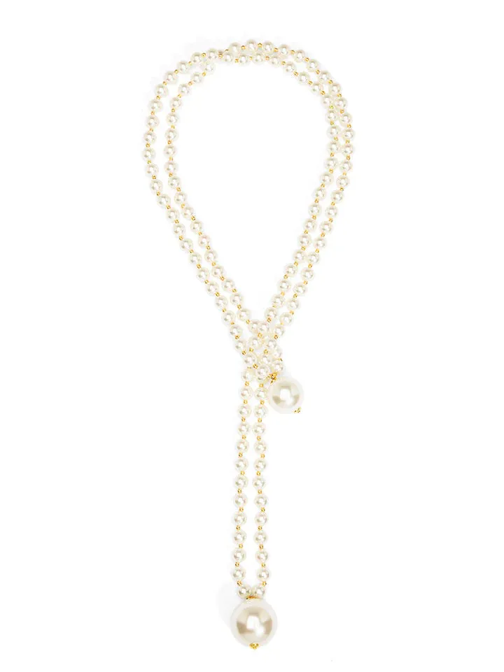 Zenzii N2876 Double Pearl Long Necklace Jewelry