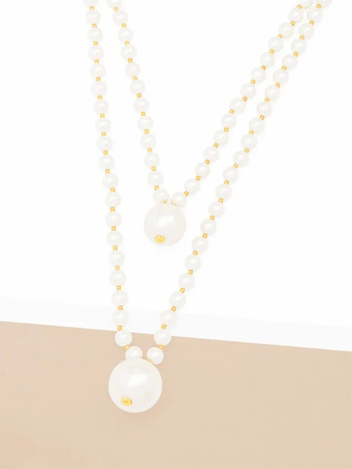 Zenzii N2876 Double Pearl Long Necklace Jewelry