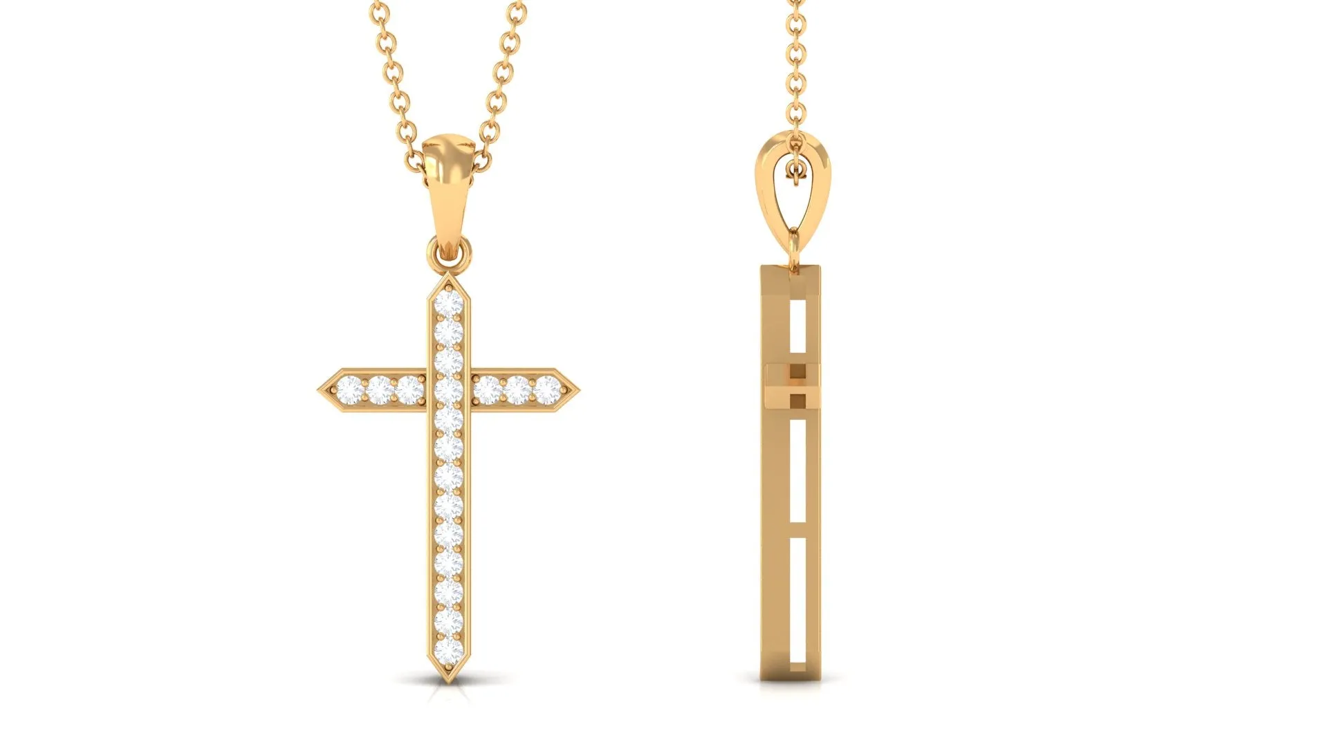 Zircon Cross Pendant Necklace