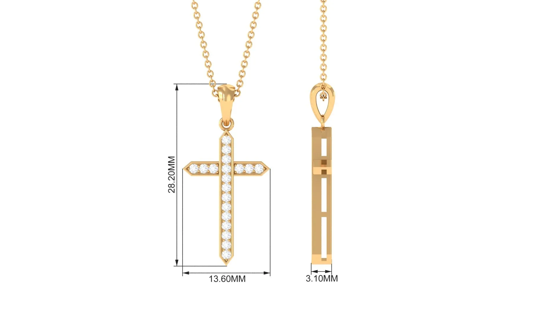 Zircon Cross Pendant Necklace